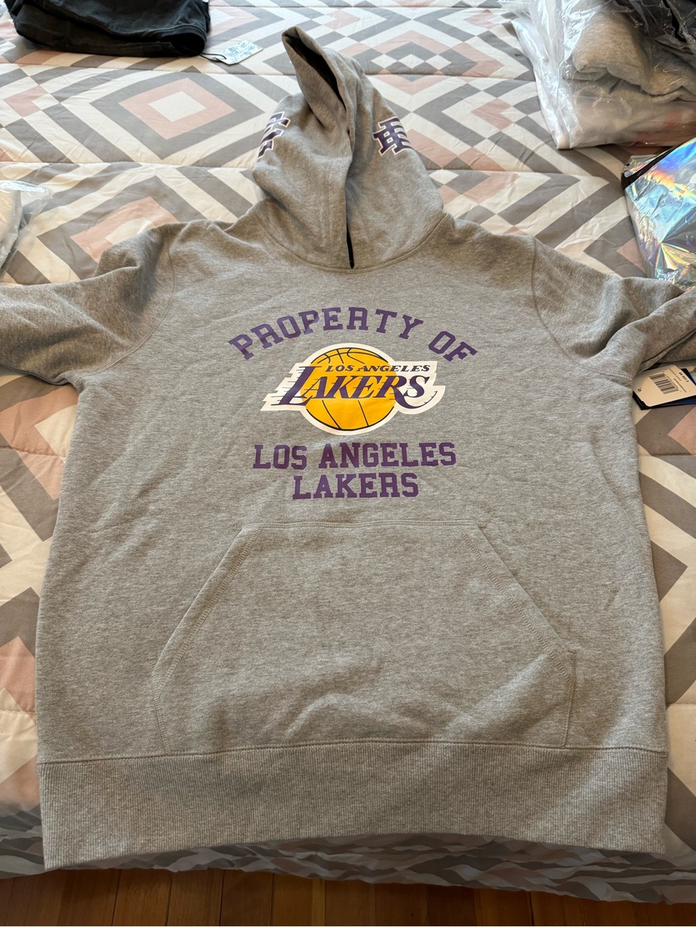 Eric Emanuel Los Angeles Lakers Men’s Grey Logo Pullover Hoodie
